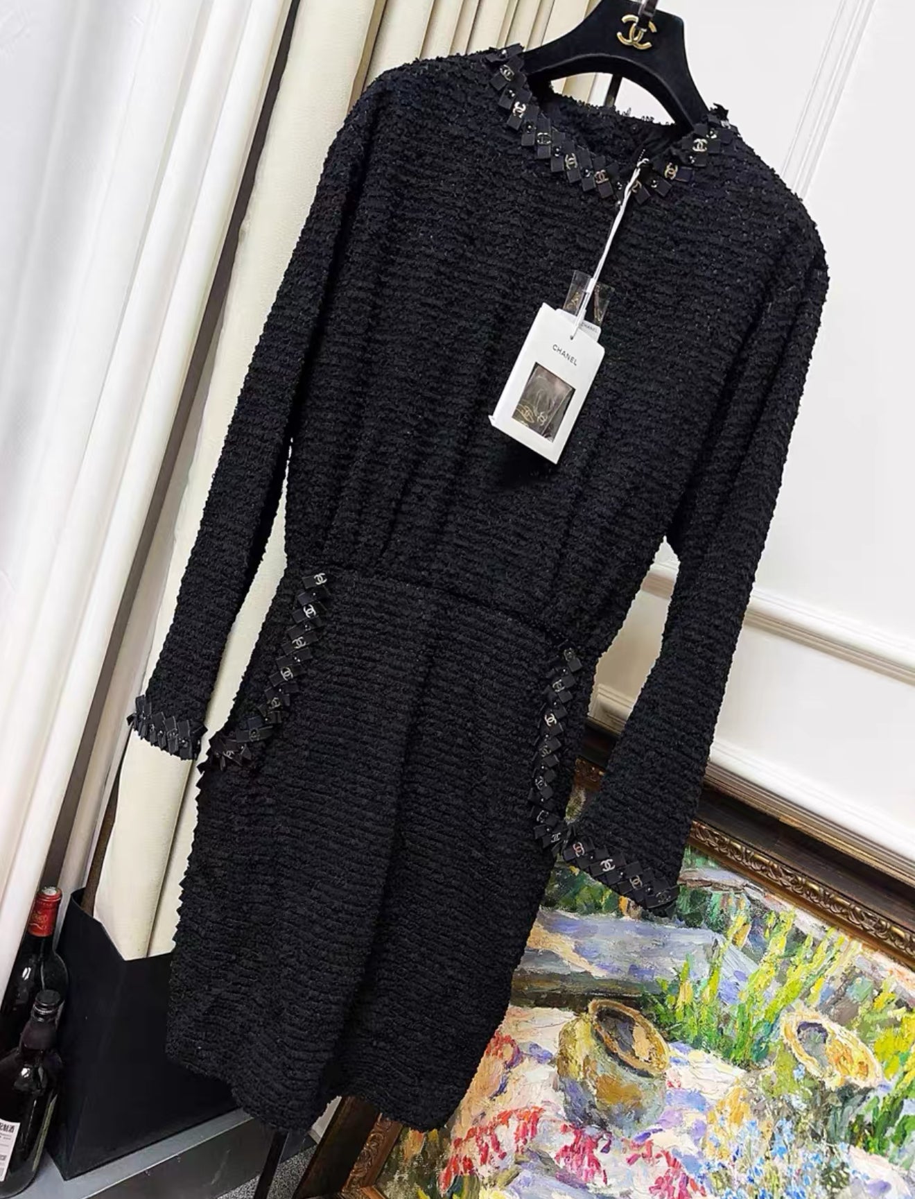 Chanel 21S black tweed dress