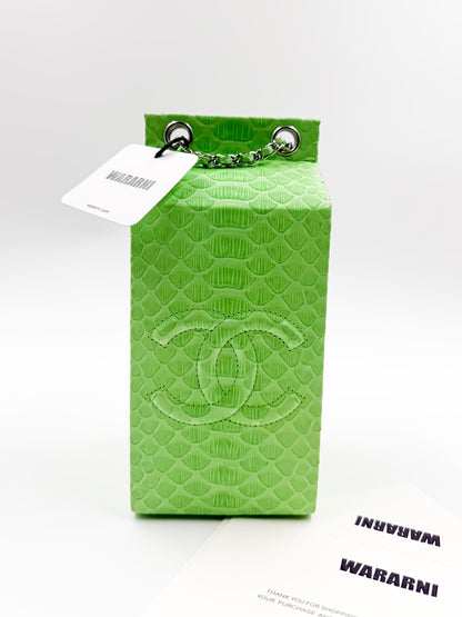 Chanel Green Python “Lait de Coco” Milk Carton Minaudière – Fall/Winter 2014 Supermarket Collection