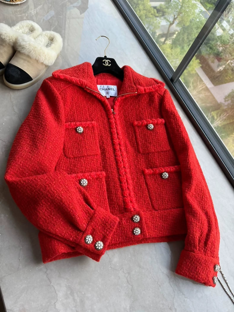 Chanel red tweed jacket