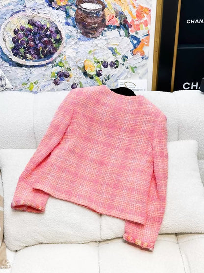 Chanel 24C pink-orange tweed jacket