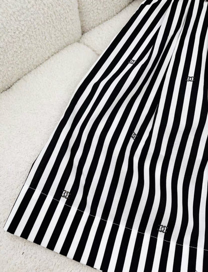 Chanel 24M coco beach striped shorts with CC logo and sparkling diamonds size 36