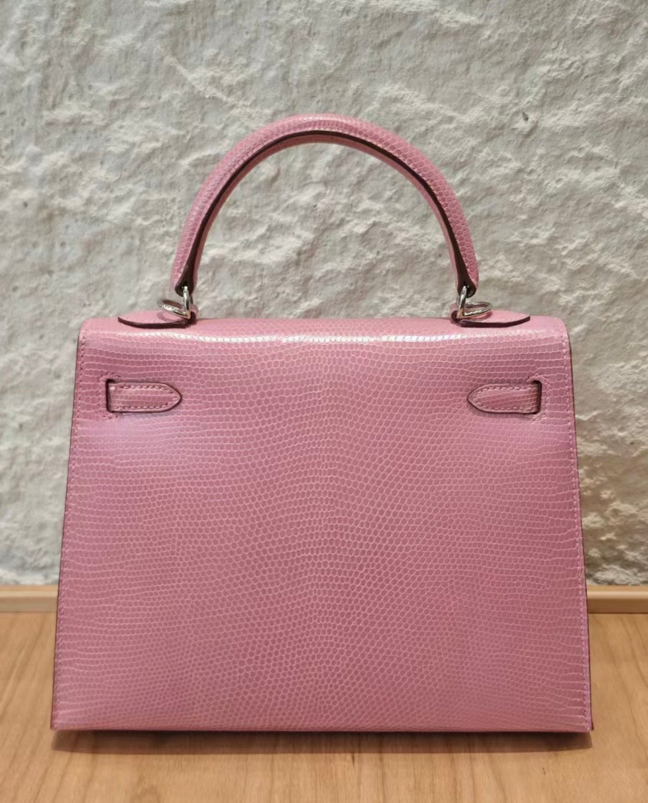 Hermes Kelly 25 pink bubblegum lizard leather palladium hardware