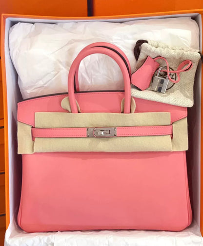 Hermes Birkin 25 Rose Ete Swift Leather Palladium Hardware