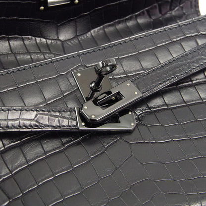 Hermes Kelly Pochette So Black Noir Matte Crocodile Leather