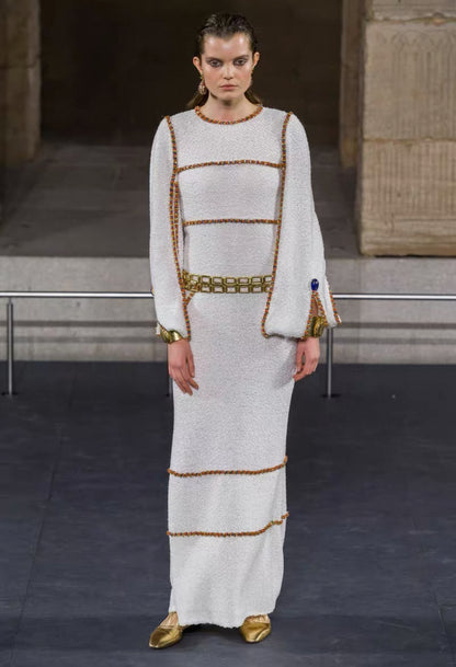 Chanel 19A White/Gold Embroidered Tweed