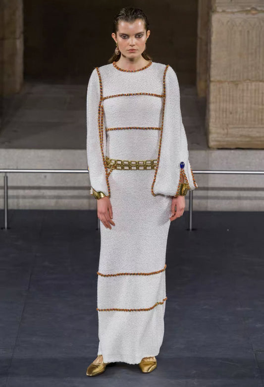 Chanel 19A White/Gold Embroidered Tweed