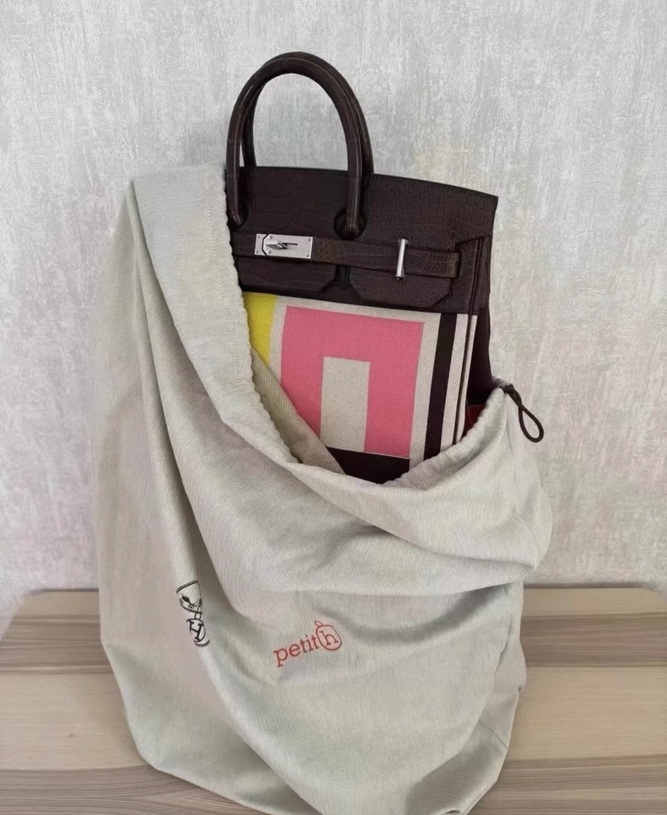 Hermès Petite H Birkin 40 Roller Toile Ebony Matte Crocodile Leather Palladium Hardware