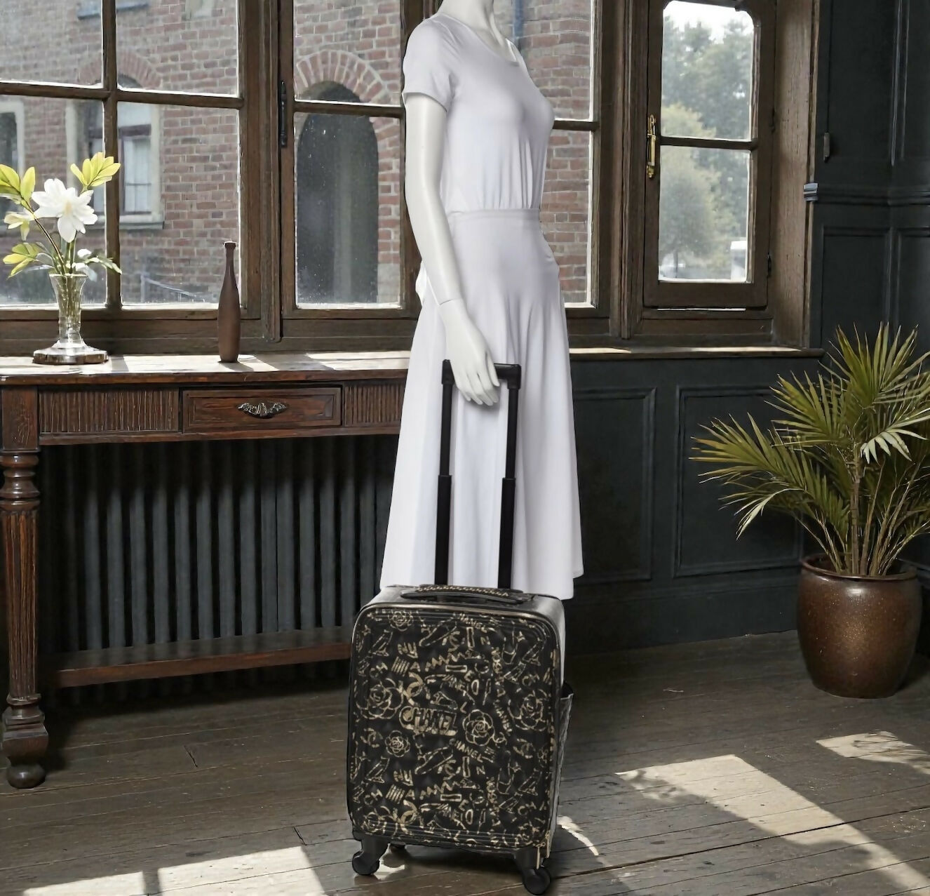 Rare Chanel 19A Paris New York Egypt Graffiti Trolley Travel Bag