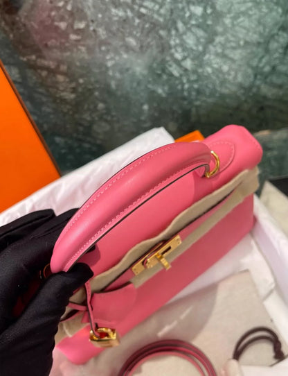 Hermes Kelly 25 Rose Lipstick Swift leather Gold Hardware