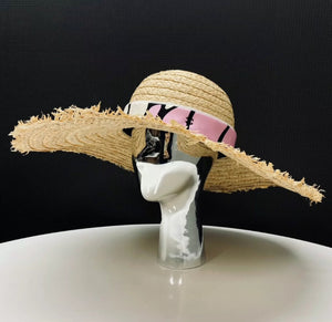Chanel 22S Beige & Multicolor Straw & Silk Wide-Brimmed Hat