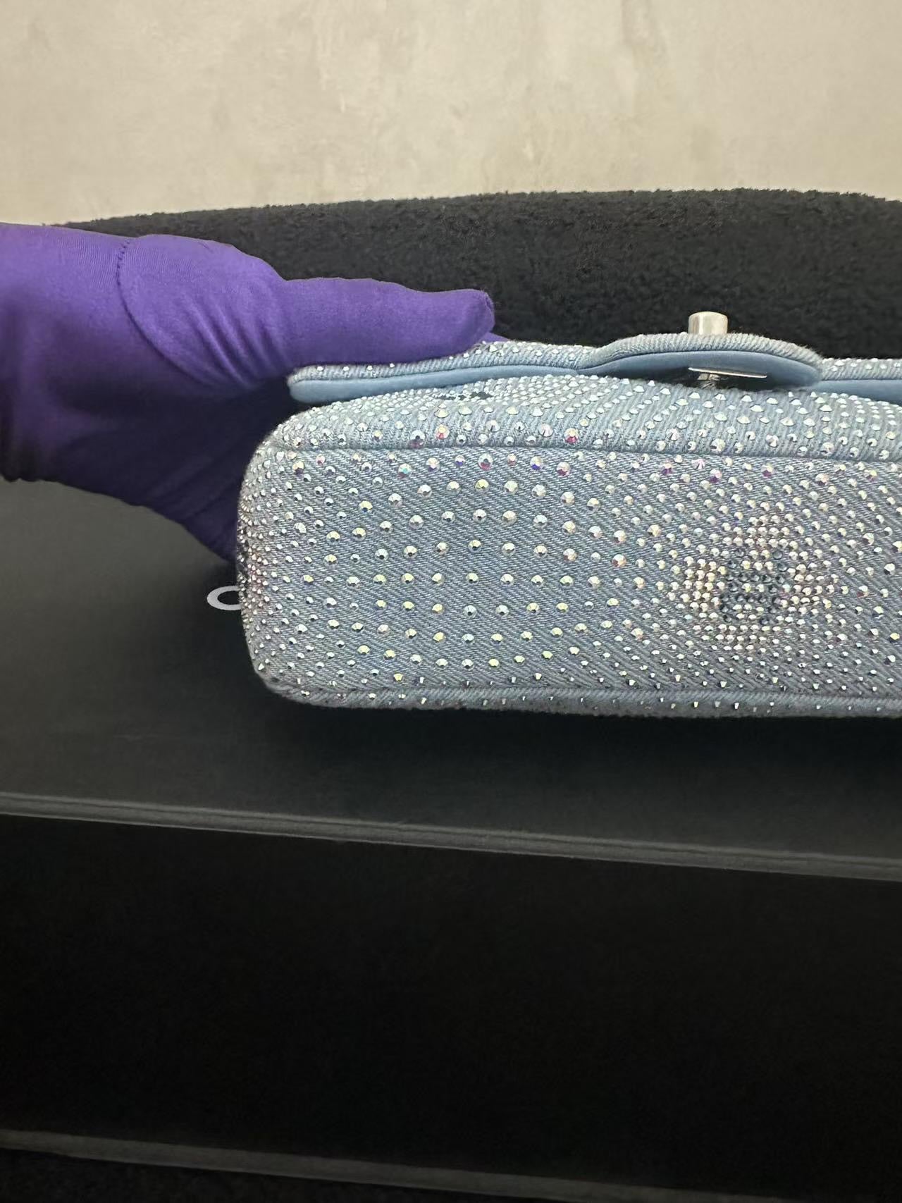 Chanel 23C Denim with crystals Evening flap bag