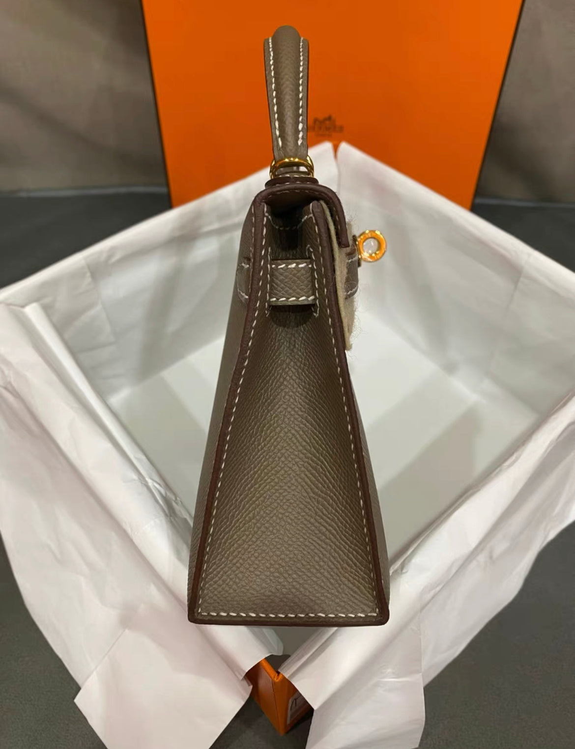 Hermès Kelly Etoupe Epsom Mini Gold Hardware