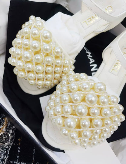 Chanel Pearl sandals size 37C