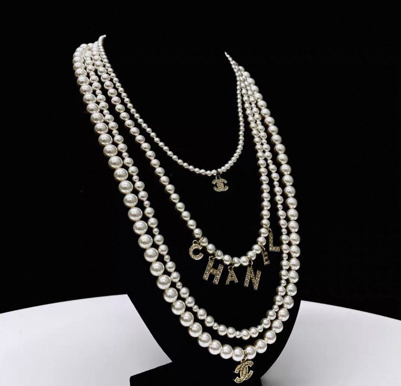 Chanel 20B Double C Diamond Pearl Necklace