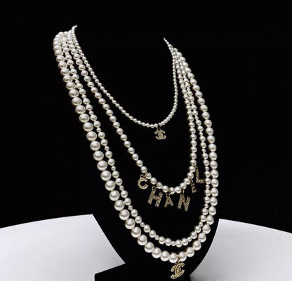 Chanel 20B Double C Diamond Pearl Necklace