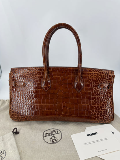 Hermès Birkin Shoulder JPG 42 Miel Shiny Porosus Crocodile Palladium Hardware – Ultra Rare Collector Piece