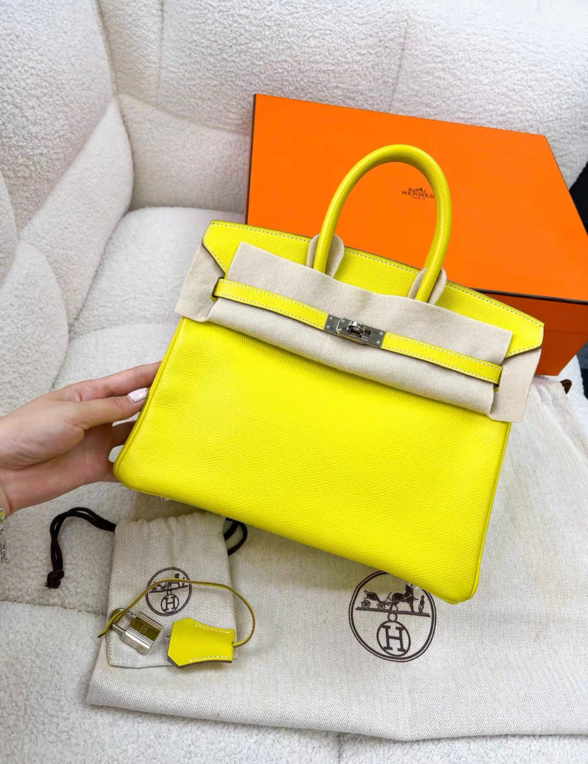 Hermès Birkin 25 Lime Clemence Palladium Hardware