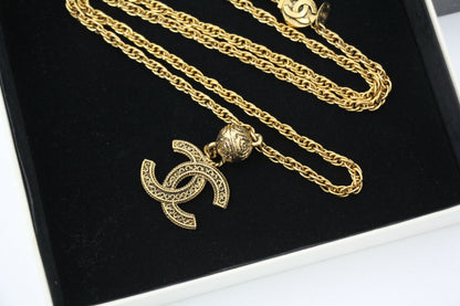 Chanel Vintage 85 Gold-Plated Ball CC Long Necklace