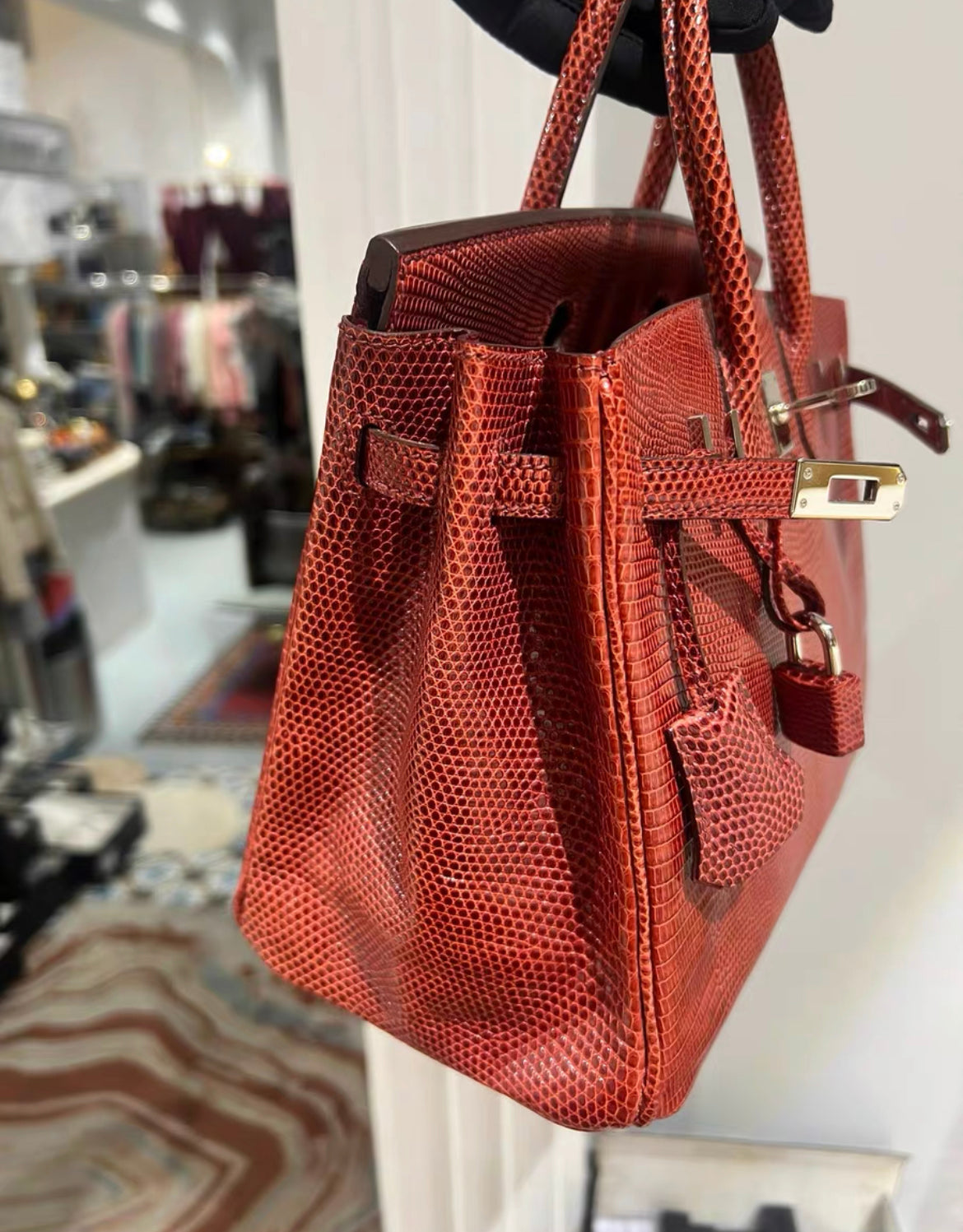 Hermès Birkin 25 Red Lizard Palladium Hardware