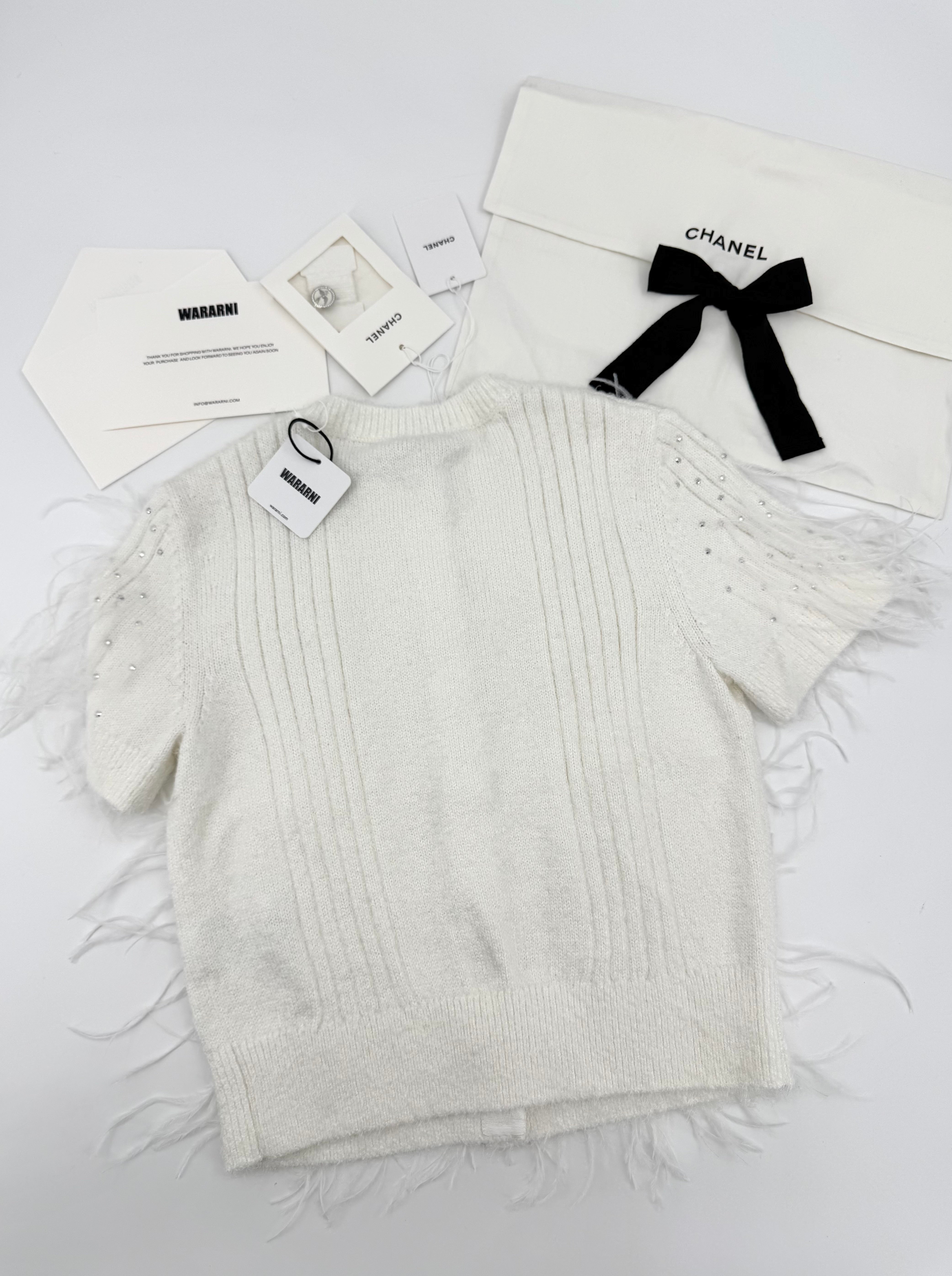 CHANEL シャネル カーディガン ホワイト フリンジ Chanel 25S white feather cardigan – Wararni.com
