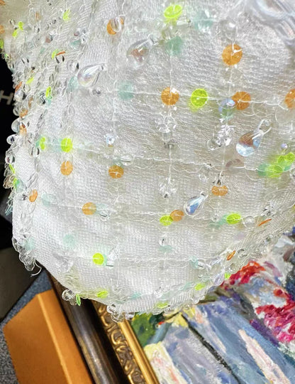 Chanel 18s white embroidered haute couture dress