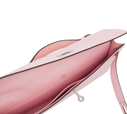 Hermès Kelly cut Pink Rose Sakura Swift Leather Palladium Hardware