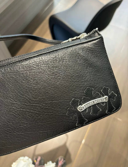 Chrome Hearts Black Leather small shoulder bag