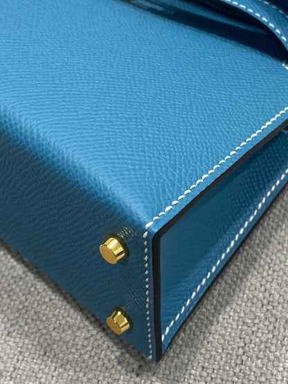 Hermes Mini Kelly Bleu Jean Epsom Gold Hardware