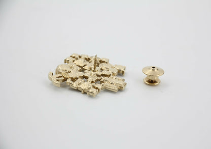 Chanel Vintage 10A Rhinestone Irregular Geometric Pattern Gold Brooch