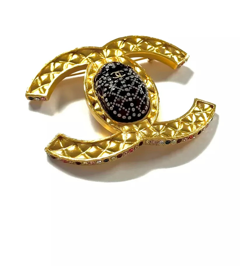 Chanel 19A Egypt Multicolor XL Beetle Brooch