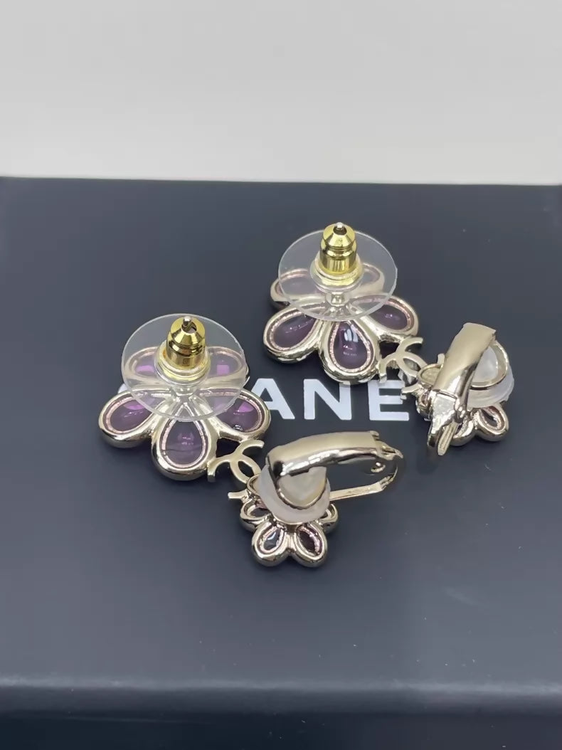 Chanel 26C Crystal Flower Rhinestone Earrings