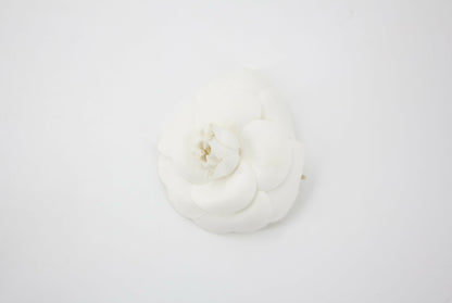 Chanel Vintage 81-85 Canvas White Camellia Brooch