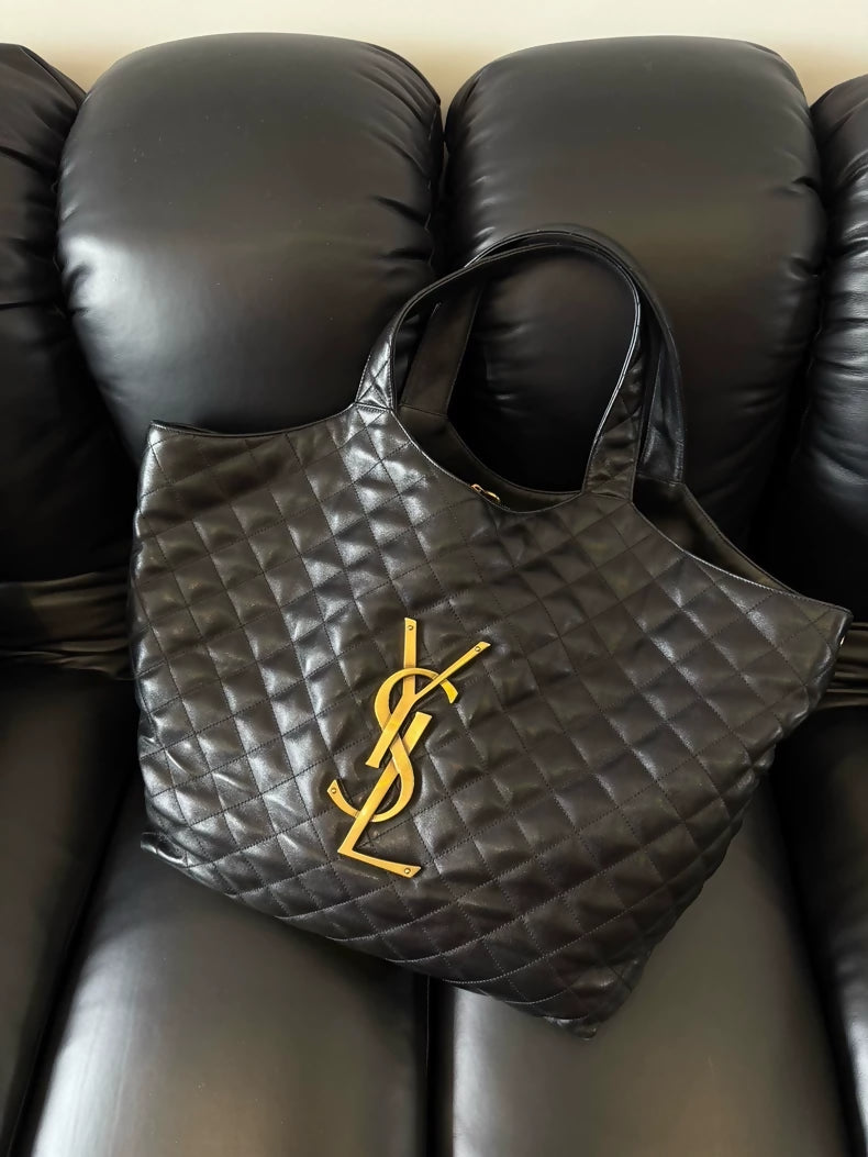 Saint Laurent large black and gold Icarus tote bag