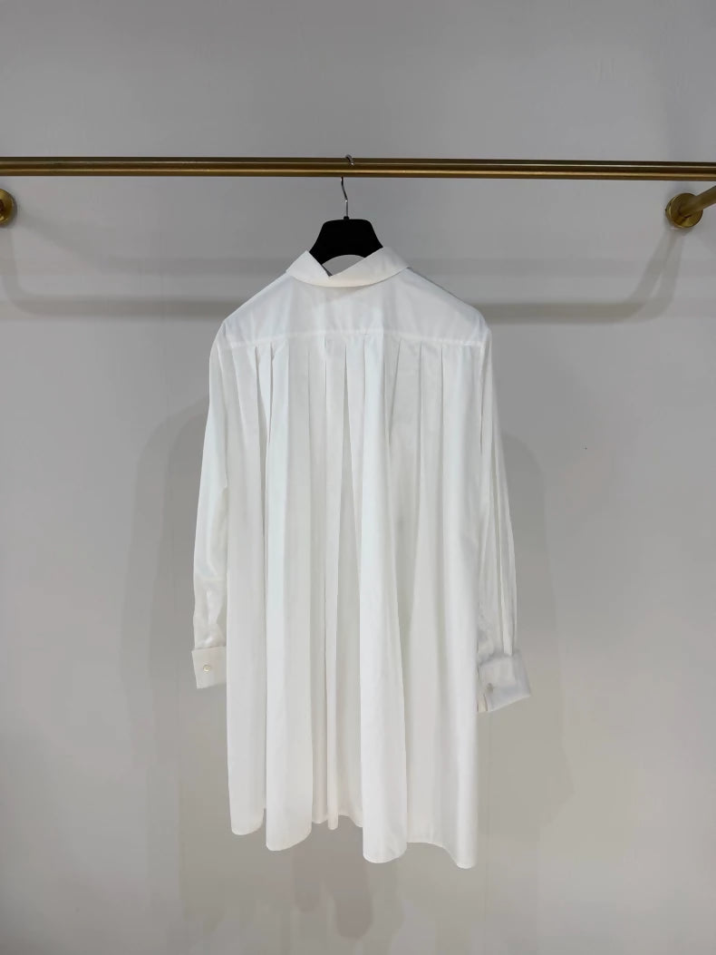 Dior white Bee Pleated Slit Shirt Dress
