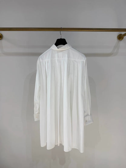 Dior white Bee Pleated Slit Shirt Dress