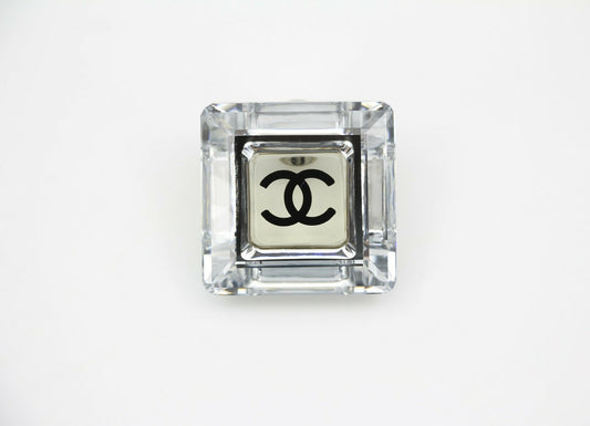 Chanel Vintage 05A Resin Mirrored Square Coco Mark Translucent Brooch