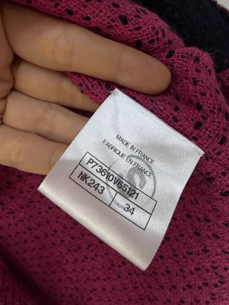 Chanel 22K black and red tweed jacket