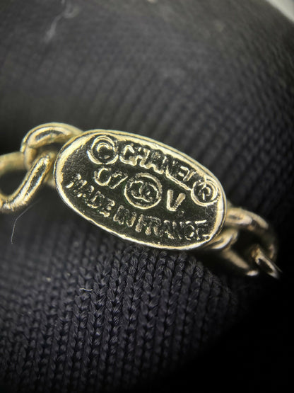 Chanel Vintage 07V Enamel Classic Black CC Light Gold Necklace