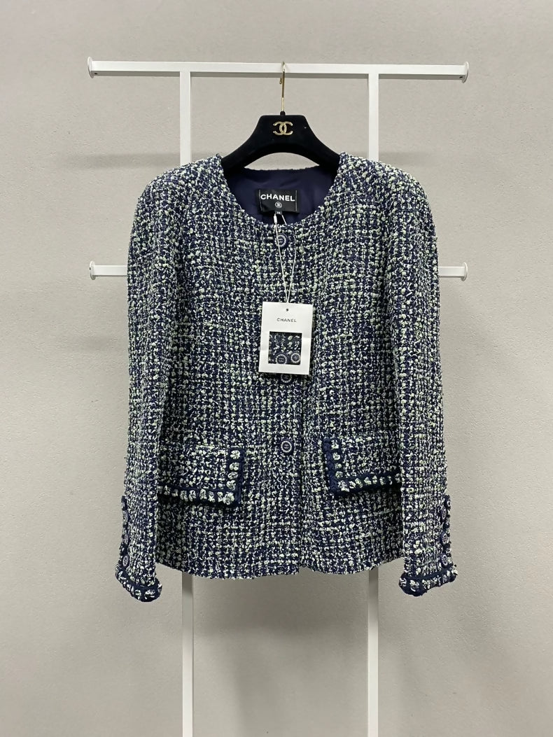Chanel 19P dark green tweed jacket
