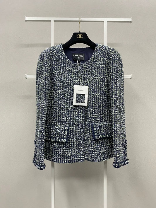 Chanel 19P dark green tweed jacket