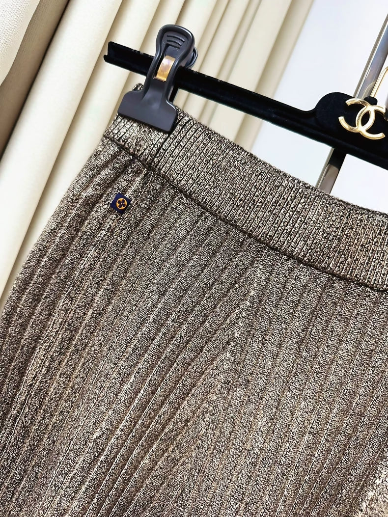 Louis Vuitton gold mesh midi skirt