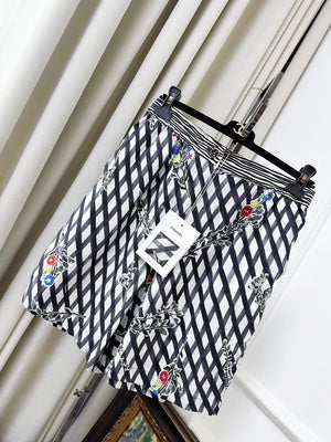 Chanel 26P black quilted silk floral shorts