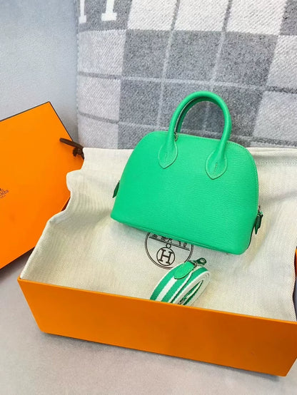 Hermes mini bolide green leather palladium hardware