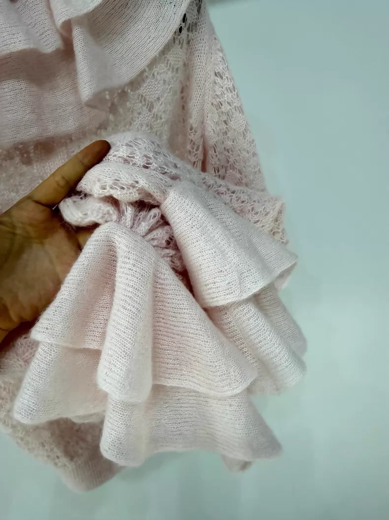 Chanel 25K Pink Lace Knit Top