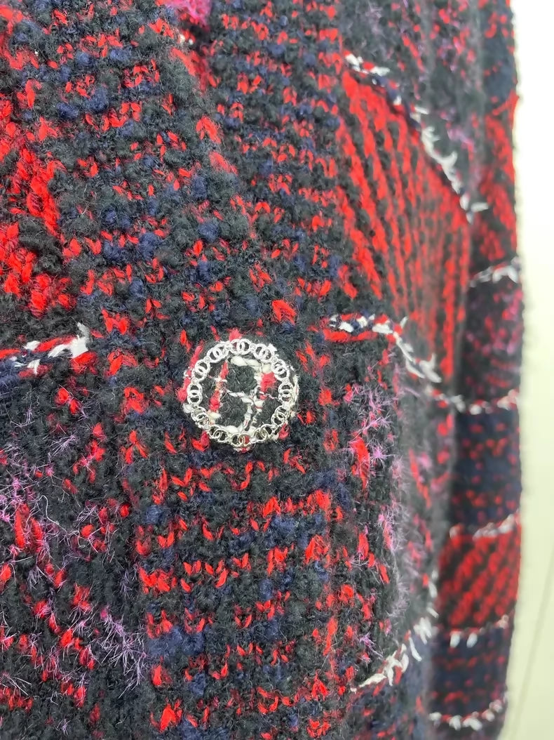 Chanel 23B red belted knit long coat