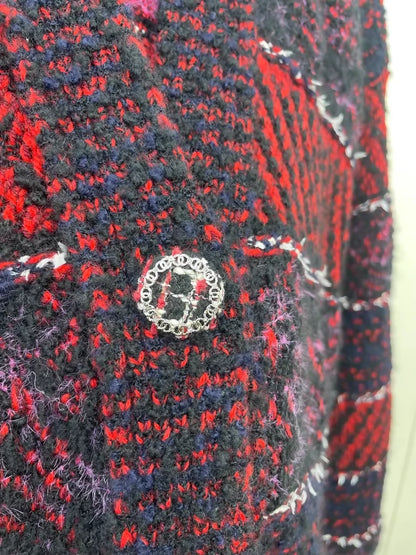 Chanel 23B red belted knit long coat