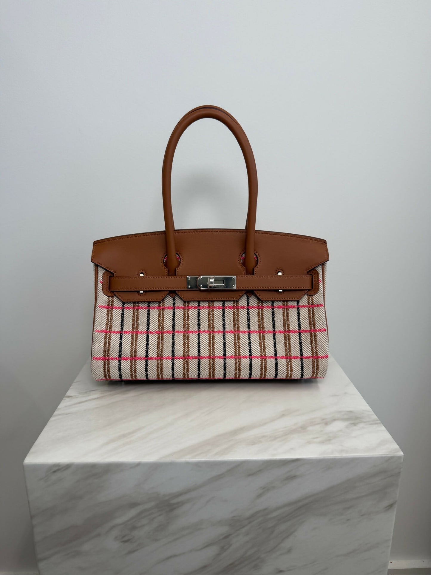 Hermès Birkin Shoulder 29 Toile & Gold Swift PHW W