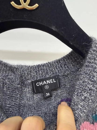 Chanel 24A grey cashmere knit top