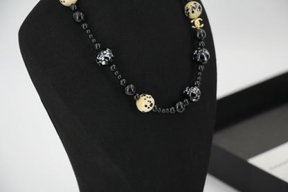 Chanel 26A Metal Gripoix Pearls & Resin Gold Black & White CC Necklace