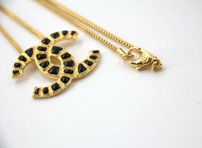 Chanel B19A Metal Black & Gold "Along the Nile" CC Necklace